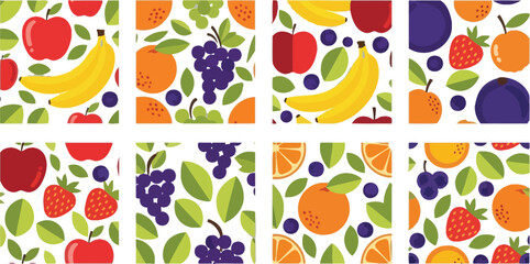 Obraz premium Colorful fruit and berry pattern design Vector
