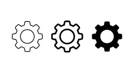 Fototapeta premium Gear Icon Set Black and White Vector Illustration