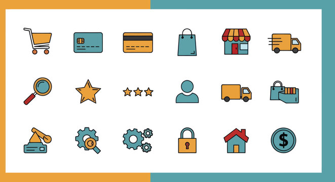 Collection of E-commerce and Shopping Icons.