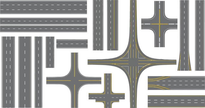 Modern road intersection and highway vector icons Vector