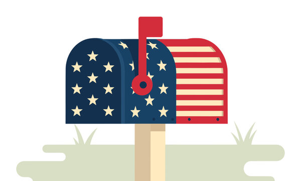 American mailbox with stars and stripes flag pattern