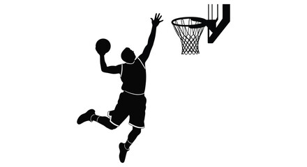 basketball player dunking with ball and hoop in black silhouette high quality professional detailed modern elegant stylish clean crisp vibrant colorful © Creativekhairul02
