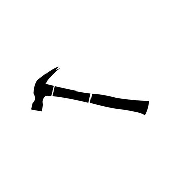 Hammer with handle A hammer and a nail, two in one. Hammer with nail gun. Close-up. Isolated on a white background.