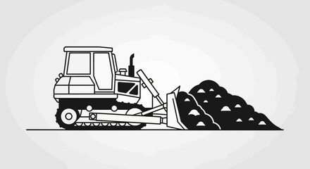 Bulldozer pushing a pile of dirt. © angga