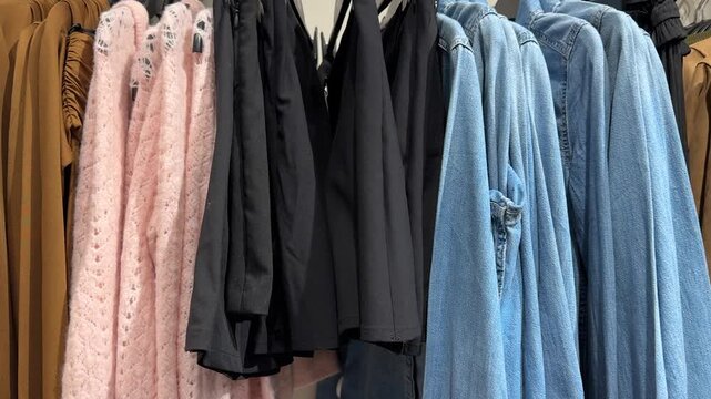 Cozy feminine fashion knitwear pink black neutral boutique aesthetic clothing display