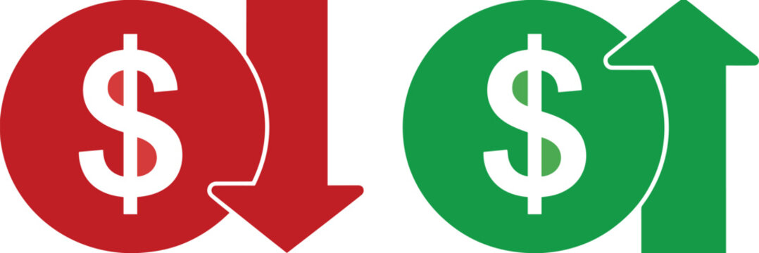 Dollar Sign Up and Down Arrows vector illustration