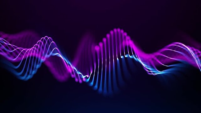 4K 60 fps. Abstract loopable blue and violet wavy motion background. Concept of futuristic animated background