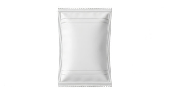 Modern white paper bag standing on flat surface isolated on transparent background,png