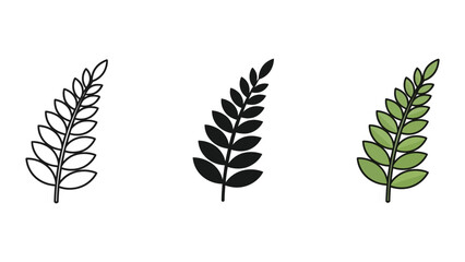 three green eucalyptus branches flat design vector illustration © Freefire