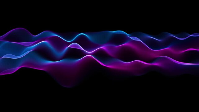 Colored waves animated background. Glowing blue and pink wave motion video for LED screens. Website header background videos live broadcasts webinars. Looping abstract neon for website headers.