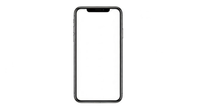 Modern smartphone with blank screen isolated on white isolated on transparent background,png