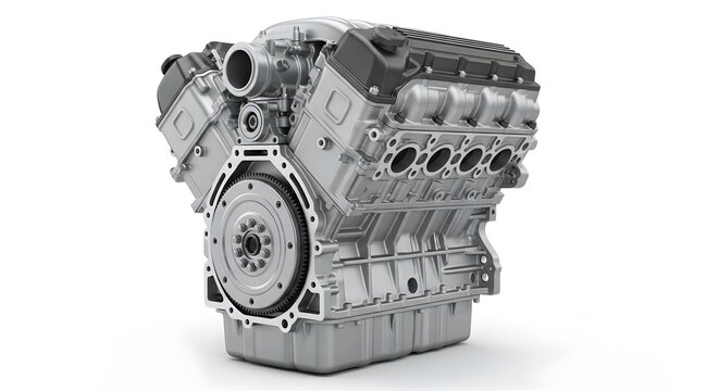 Automotive engine block isolated on white background