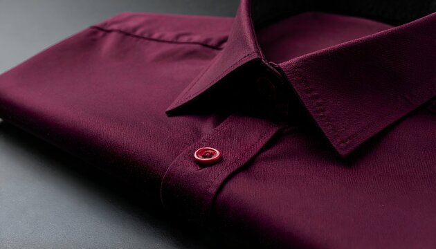 Folded, dark burgundy dress shirt detail against a dark background