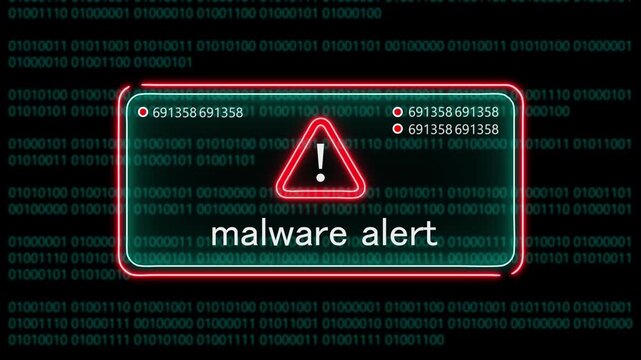 malware alert computer hacking warning, message hacked alert warning hacked alert blackmailing virus, countdown until deletion computer security alert on binary cod background. 