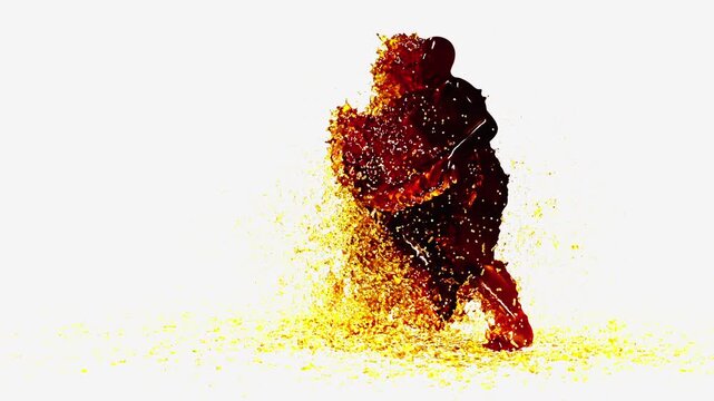 Oil Breakdance Character Dancing Side View with Alpha Channel