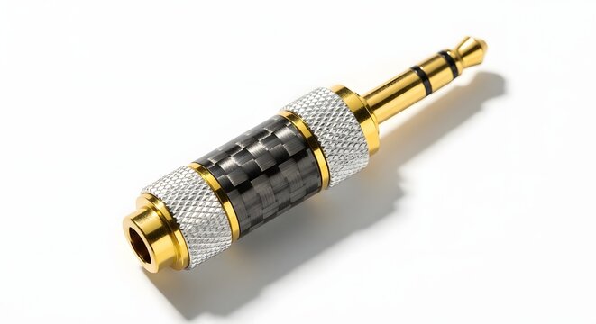 Gold and silver 3 5mm audio adapter connector