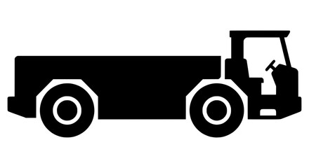 Naklejka premium Tug vehicle silhouette in simple black against white background for logistics and transport concepts
