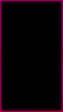 Red Neon Glowing Frame with Alpha Channel, Cyberspace and Cyber security Concept, Smartphone Red Alert Notification, Glowing Red Borders, Warning or Danger. Overlay effect for Security and hacking. 4K