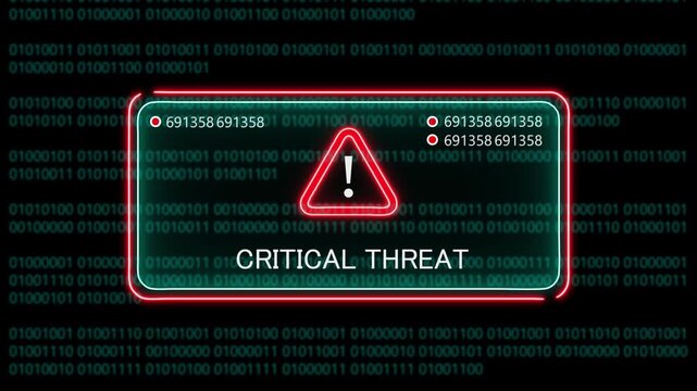 critical threat computer hacking warning, message hacked alert warning hacked alert blackmailing virus, countdown until deletion computer security alert on binary cod background. 