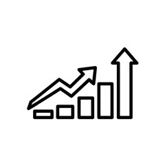 Fototapeta premium Minimalist Black Line Growth Bar Chart with Upward Arrows Representing Business Success, Financial Progress and Data Analysis Isolated on Transparent Background.