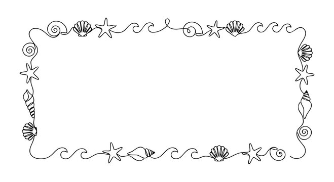 Beach summer frame shells starfish wave border pattern