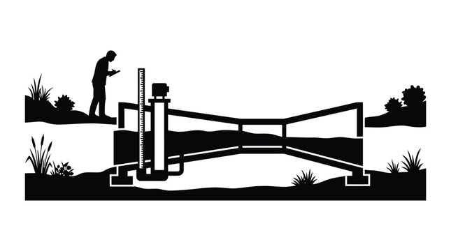 Water flow measurement using Venturi meter and staff gauge