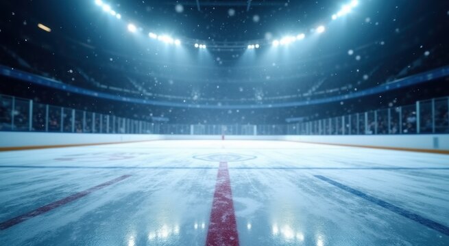 Hockey rink with a goalie in the middle