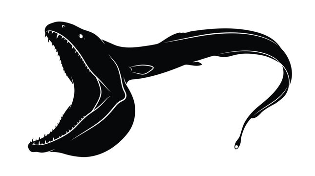 Aggressive moray eel with gaping mouth and sharp teeth vector illustration