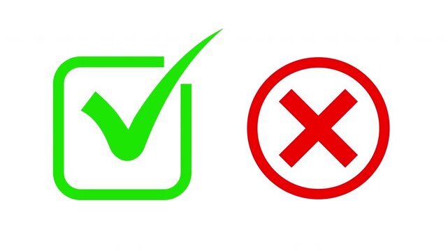 Green checkmark and red cross animated set for ui ux and decision making animation