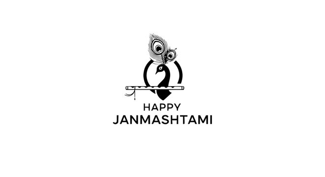Krishna Playing Flute Happy Janmashtami.
