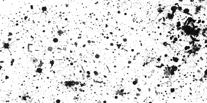 Black and white grunge background with ink splat and paint splash texture illustration