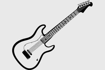 Fototapeta premium guitar line art silhouette illustration for music and performance design