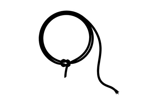 Lasso rope silhouette for cowboy and western theme design element.