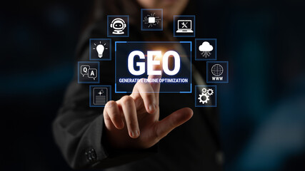 Naklejka premium Business Professional Engaging with Innovative Technology Concepts in a Modern Digital Environment for Search Engine Optimization Strategies Fluxor.