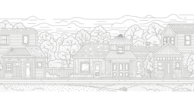 vector illustration of a sketch of houses