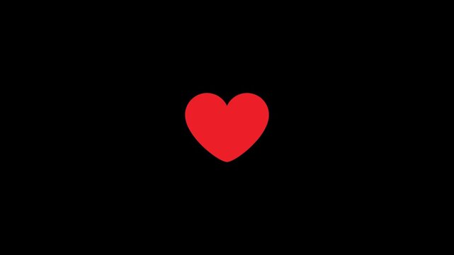 Red heart like animation with floating particles and alpha channel social media reaction icon love symbol romantic pulse loop motion graphic isolated transparent background