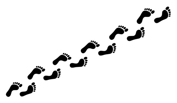 Human footprints path vector silhouette walking trace sign illustration