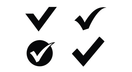 Check mark icons black silhouettes on a white background © MDHANZALA