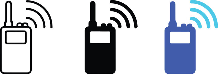 Set of three walkie talkie radio communication device icons © VIcon Hub