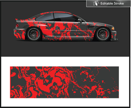 Red thermal image of sports car and heat pattern