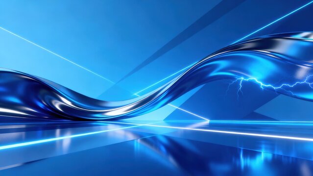 Blue abstract wave with lightning