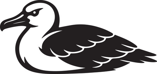 Fototapeta premium Seabird Silhouette Illustration Resting Isolated on White Background 