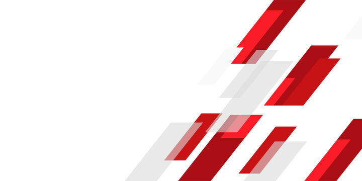 Red and white abstract banner background. Modern abstract white and red background with 3D Overlap layers effect.