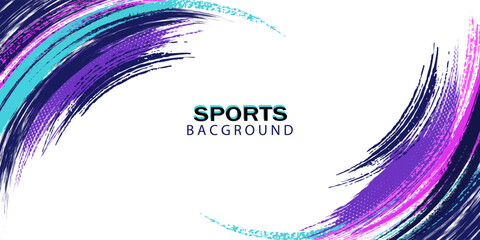 Abstract and Colorful Brush Background with Halftone Effect. Sport Banner. Brush Stroke Illustration. Scratch and Texture Elements For Design © Brilian