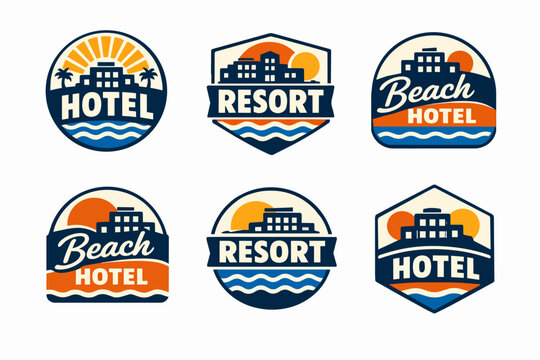 Hotel and resort beach resort logo collection