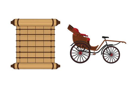 Vector illustration of Korean turtle ship and ninja star