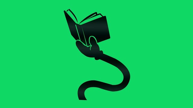 Animated book icons on green screen, book reading and education in dynamic motion.