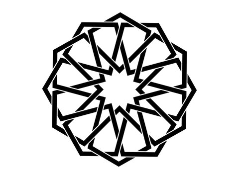 Islamic geometric pattern, seamless star shape intertwining lines vector design