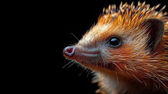 hedgehog on a black background