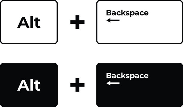 Alt backspace keyboard shortcut key vector illustration isolated on transparent background.